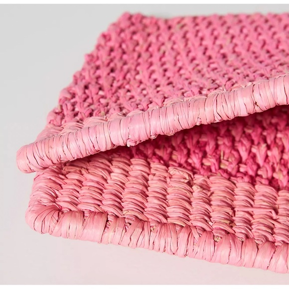 Anthropologie Colorblocked Straw Clutch -Pink- NWT - Picture 3 of 9